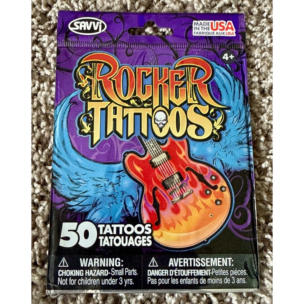Savvi Rocker Tattoos Kids New 50 Count Skulls Guitars Punk